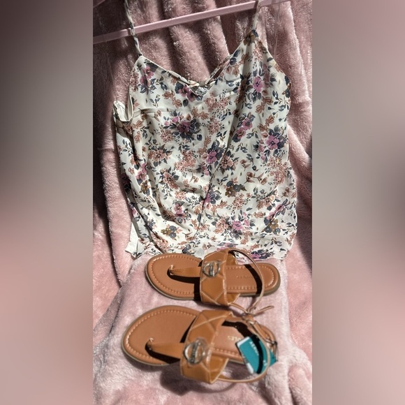 ✨ Floral Satin Cami – Pink & Purple Blossoms – Size L | Closet Blowout ✨ - Picture 4 of 5